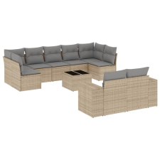 vidaXL 10 részes bézs polyrattan kerti ülőgarnitúra párnával (3255366) kerti bútor