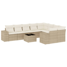 vidaXL 10 részes bézs polyrattan kerti ülőgarnitúra párnával (3255385) kerti bútor