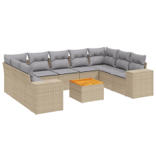vidaXL 10 részes bézs polyrattan kerti ülőgarnitúra párnával (3257921) kerti bútor