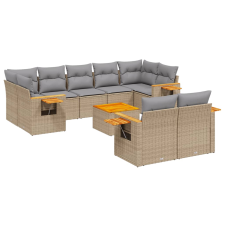 vidaXL 10 részes bézs polyrattan kerti ülőgarnitúra párnával (3259539) kerti bútor