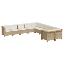 vidaXL 10 részes bézs polyrattan kerti ülőgarnitúra párnával (3262045) kerti bútor