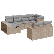 vidaXL 10 részes bézs polyrattan kerti ülőgarnitúra párnával (3326063) kerti bútor