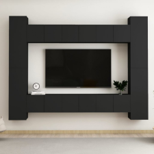 vidaXL 10 részes fekete forgácslap TV-szekrényszett bútor