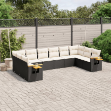 vidaXL 10 részes fekete polyrattan kerti ülőgarnitúra párnákkal kerti bútor