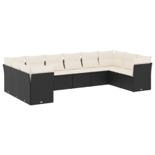 vidaXL 10 részes fekete polyrattan kerti ülőgarnitúra párnákkal (3218196) kerti bútor