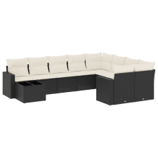 vidaXL 10 részes fekete polyrattan kerti ülőgarnitúra párnákkal (3219446) kerti bútor
