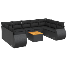 vidaXL 10 részes fekete polyrattan kerti ülőgarnitúra párnákkal (3225145) kerti bútor