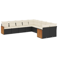 vidaXL 10 részes fekete polyrattan kerti ülőgarnitúra párnákkal (3228030) kerti bútor