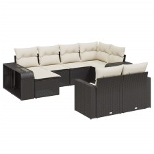 vidaXL 10 részes fekete polyrattan kerti ülőgarnitúra párnákkal (3228896) kerti bútor