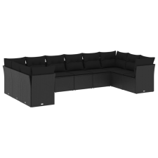 vidaXL 10 részes fekete polyrattan kerti ülőgarnitúra párnákkal (3250034) kerti bútor