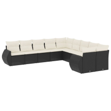 vidaXL 10 részes fekete polyrattan kerti ülőgarnitúra párnákkal (3254243) kerti bútor