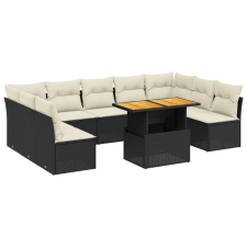 vidaXL 10 részes fekete polyrattan kerti ülőgarnitúra párnákkal (3271455) kerti bútor