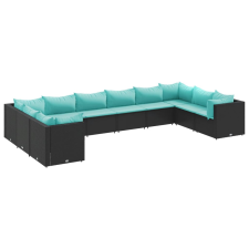 vidaXL 10 részes fekete polyrattan kerti ülőgarnitúra párnákkal (3308284) kerti bútor