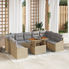 vidaXL 10 részes Kert Sofa szett párnákkal Bézs Poli Rattan kerti bútor