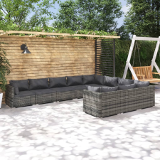 vidaXL 10-részes szürke polyrattan kerti ülőgarnitúra párnákkal kerti bútor