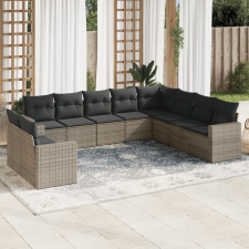 vidaXL 10 részes szürke polyrattan kerti ülőgarnitúra párnákkal kerti bútor