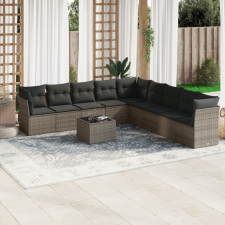 vidaXL 10 részes szürke polyrattan kerti ülőgarnitúra párnákkal kerti bútor