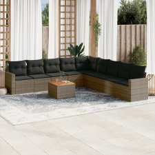 vidaXL 10 részes szürke polyrattan kerti ülőgarnitúra párnákkal kerti bútor