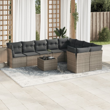 vidaXL 10 részes szürke polyrattan kerti ülőgarnitúra párnákkal kerti bútor