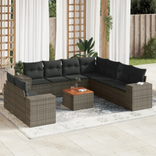 vidaXL 10 részes szürke polyrattan kerti ülőgarnitúra párnákkal kerti bútor