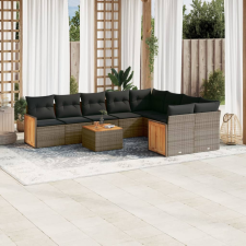 vidaXL 10 részes szürke polyrattan kerti ülőgarnitúra párnákkal kerti bútor