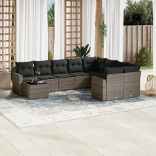 vidaXL 10 részes szürke polyrattan kerti ülőgarnitúra párnákkal kerti bútor