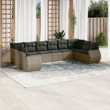 vidaXL 10 részes szürke polyrattan kerti ülőgarnitúra párnákkal kerti bútor