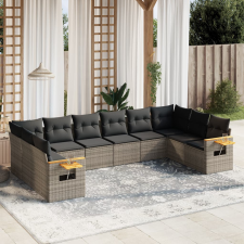 vidaXL 10 részes szürke polyrattan kerti ülőgarnitúra párnákkal kerti bútor