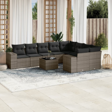 vidaXL 10 részes szürke polyrattan kerti ülőgarnitúra párnákkal kerti bútor
