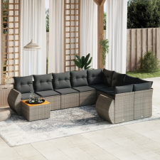 vidaXL 10 részes szürke polyrattan kerti ülőgarnitúra párnákkal kerti bútor