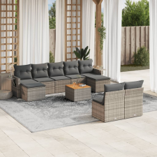 vidaXL 10 részes szürke polyrattan kerti ülőgarnitúra párnákkal kerti bútor
