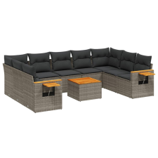 vidaXL 10 részes szürke polyrattan kerti ülőgarnitúra párnákkal kerti bútor