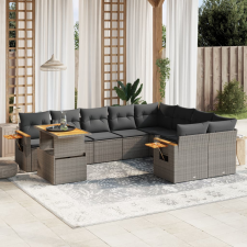 vidaXL 10 részes szürke polyrattan kerti ülőgarnitúra párnákkal kerti bútor