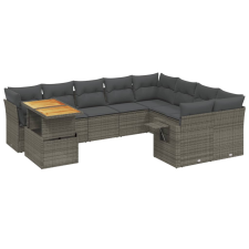 vidaXL 10 részes szürke polyrattan kerti ülőgarnitúra párnákkal kerti bútor