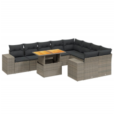 vidaXL 10 részes szürke polyrattan kerti ülőgarnitúra párnákkal kerti bútor