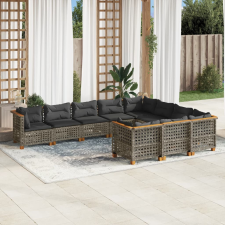 vidaXL 10 részes szürke polyrattan kerti ülőgarnitúra párnákkal kerti bútor