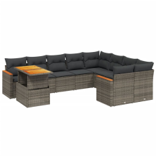vidaXL 10 részes szürke polyrattan kerti ülőgarnitúra párnákkal kerti bútor