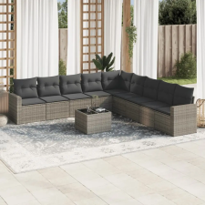 vidaXL 10 részes szürke polyrattan kerti ülőgarnitúra párnákkal kerti bútor