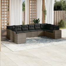 vidaXL 10 részes szürke polyrattan kerti ülőgarnitúra párnákkal kerti bútor