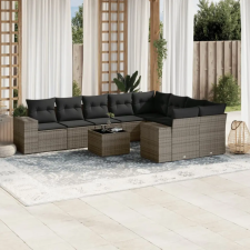 vidaXL 10 részes szürke polyrattan kerti ülőgarnitúra párnákkal kerti bútor