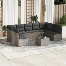 vidaXL 10 részes szürke polyrattan kerti ülőgarnitúra párnákkal kerti bútor