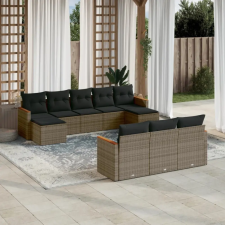 vidaXL 10 részes szürke polyrattan kerti ülőgarnitúra párnákkal kerti bútor