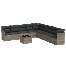 vidaXL 10 részes szürke polyrattan kerti ülőgarnitúra párnákkal (3217790) kerti bútor