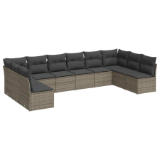 vidaXL 10 részes szürke polyrattan kerti ülőgarnitúra párnákkal (3218090) kerti bútor