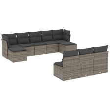 vidaXL 10 részes szürke polyrattan kerti ülőgarnitúra párnákkal (3218290) kerti bútor