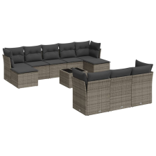vidaXL 10 részes szürke polyrattan kerti ülőgarnitúra párnákkal (3218330) kerti bútor