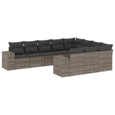 vidaXL 10 részes szürke polyrattan kerti ülőgarnitúra párnákkal (3223089) kerti bútor