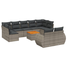 vidaXL 10 részes szürke polyrattan kerti ülőgarnitúra párnákkal (3225157) kerti bútor