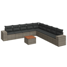 vidaXL 10 részes szürke polyrattan kerti ülőgarnitúra párnákkal (3225493) kerti bútor