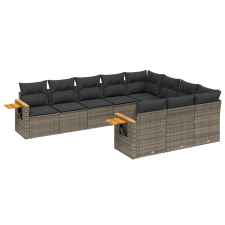 vidaXL 10 részes szürke polyrattan kerti ülőgarnitúra párnákkal (3227180) kerti bútor